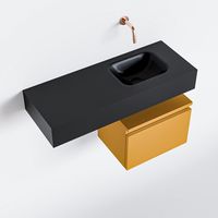 Toiletmeubel Mondiaz Andor | 80 cm | Meubelkleur Ocher | Lex vrijhangend wastafel Urban Rechts | Zonder kraangat