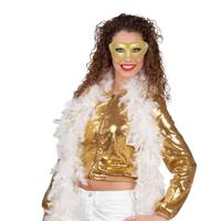 Venetiaans oogmasker in het goud - Met dikke veren Boa in het wit/goud - 180 cm - Dames