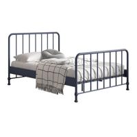 Leen Bakker - Vipack Bed Bronxx - Denim - 140x200 Cm - Metaal - Blauw - 208x146.5x110 Cm