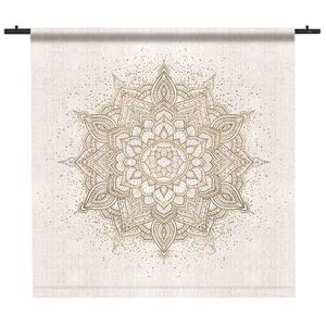 Wandkleed Sparkling Mandala Pattern Gold 150x150 Zwart Garen