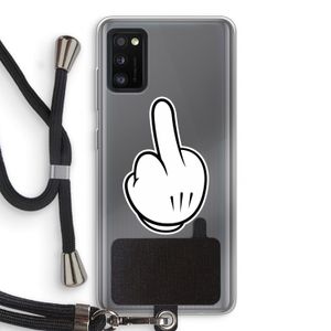 Middle finger white: Samsung Galaxy A41 Transparant Hoesje met koord
