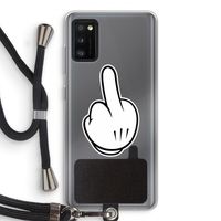 Middle finger white: Samsung Galaxy A41 Transparant Hoesje met koord