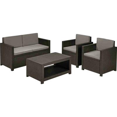 Allibert Monaco 213852 Tuinmeubelset Kunststof, Polyester Grafiet, Grijs