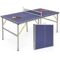 Opklapbare Tafeltennistafel met Net Tafeltennis met 2 Batjes 3 Balletjes Verstelbare Poten voor Binnen en Buiten 180 x 90 x 76 cm (Blauw)