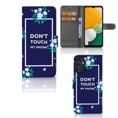 Samsung Galaxy A14 5G Portemonnee Hoesje Flowers Blue DTMP Samsung Galaxy A14 5G Portemonnee Hoesje Flowers Blue DTMP