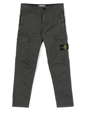 Stone Island Junior pantalon droit à motif Compass - Vert