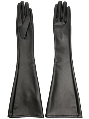 Issey Miyake gants longs en cuir artificiel - Noir