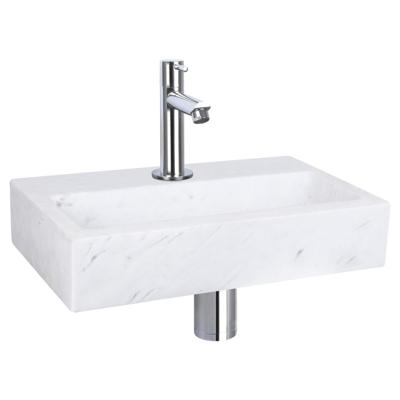 Differnz Flat fonteinset marmer - kraan recht - 38 x 24 x 8 cm - chroom