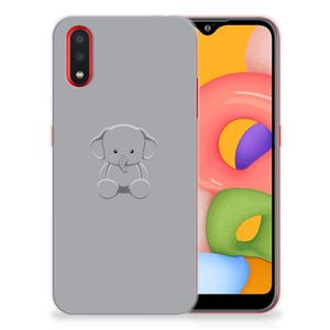 Samsung Galaxy A01 Telefoonhoesje met Naam Grijs Baby Olifant