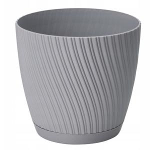 Form Plastic Plantenpot/bloempot Waves - kunststof - platina grijs - D17 x H15 cm   -