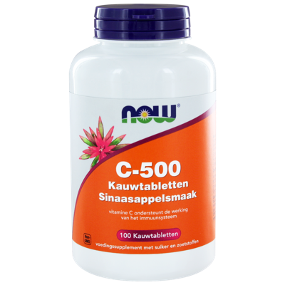 NOW C-500 Sinaasappelsmaak Kauwtabletten NOW C-500 Sinaasappelsmaak Kauwtabletten