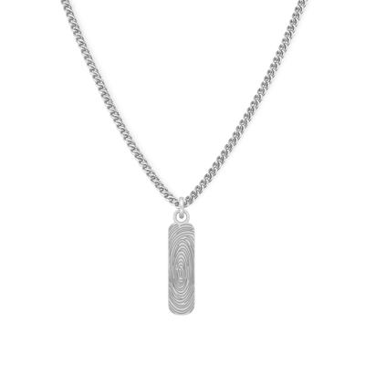 Gepersonaliseerde vingerafdruk ketting verticale bar - Stainless steel - Zilver
