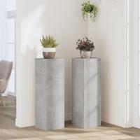 VidaXL Plantenstandaards 2 st 25x25x80 cm bewerkt hout betongrijs