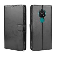 Voor Nokia 7 2/Nokia 6 2 retro Crazy Horse textuur horizontale Flip leergeval met houder & kaartsleuven & fotolijstjes (zwart)
