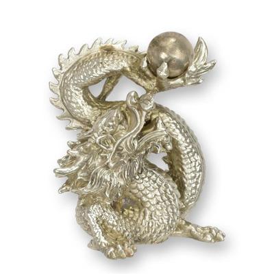 A BRONZE SCULPTURE OF THE PEARL OF WISDOM - OLD SILVER