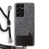 Geometrische lijnen zwart: Samsung Galaxy S21 Ultra Transparant Hoesje met koord