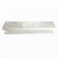 MONDIAZ ALAN-DLUX 200cm planchet Frappe. Vrijhangende wastafel CLOUD midden zonder kraangat, kleur Frappe.