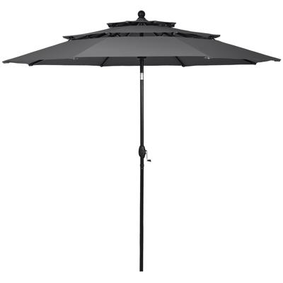 Windbestendig Stabiel Parasol 300 cm Tuinparasol met Zwengel Knikbaar Aluminium Terrasparasol Geventileerd UV-Bescherming Zonwering