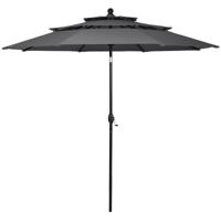 Windbestendig Stabiel Parasol 300 cm Tuinparasol met Zwengel Knikbaar Aluminium Terrasparasol Geventileerd UV-Bescherming Zonwering