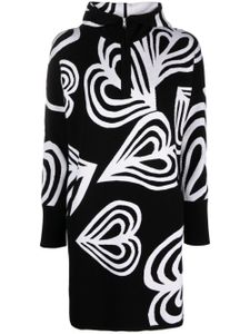 DVF Diane von Furstenberg robe en maille intarsia à capuche cœur - Noir