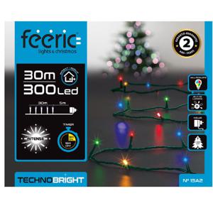 Kerstverlichting - gekleurd - 30 meter - 300 led lampjes - groen snoer - 8 functies