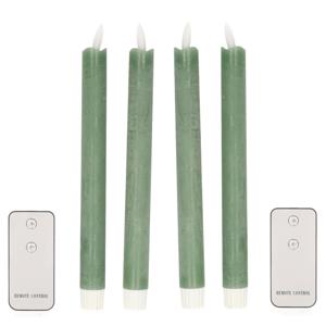 LED dinerkaarsen - 4x - jade groen - 23 cm - met afstandsbediening