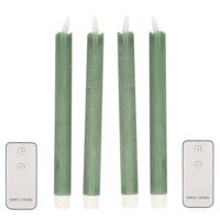 LED dinerkaarsen - 4x - jade groen - 23 cm - met afstandsbediening