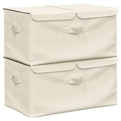 VidaXL Opbergboxen 2 st 50x30x25 cm stof crèmekleurig
