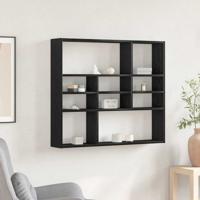 Wandschap 90x16x78 cm bewerkt hout zwart eikenkleur
