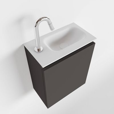 Toiletmeubel Mondiaz Ture | 40 cm | Meubelkleur Dark grey | Eden wastafel Talc Rechts | 1 kraangat
