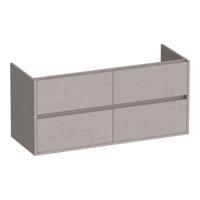 Brauer Adore - Onderkast - 120 cm - met 4 Softclose Lades Greeploos en 2 Sifon Uitsparingen - Timber Greige