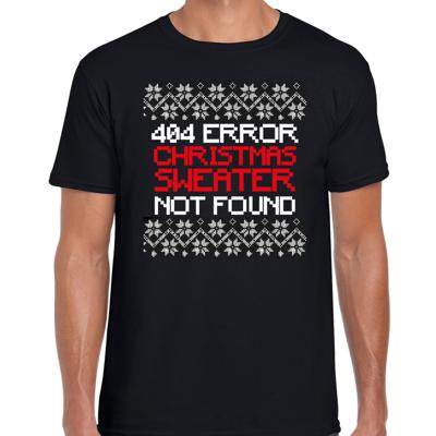 Foute Kerst t-shirt voor heren - 404 error - zwart - Christmas sweater NOT found