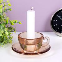 Theekop waxinelichthouder - Bruin
