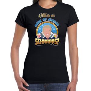 Apres ski t-shirt voor dames - meer of minder schnaps - zwart - wintersport - Wilders - politiek