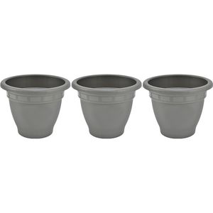 3x Grijze ronde plantenpot/bloempot Redonda 30 cm kunststof