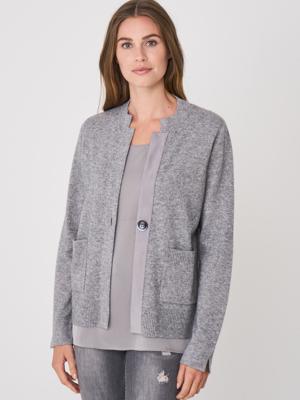 Vest van cashmere melange met suède detail