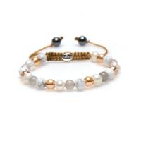 Karma Armband Spiral Best Beige White Crystal