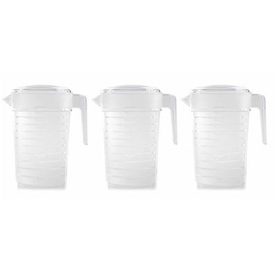 Plasticforte Waterkan met deksel - 3x stuks - 2 liter - transparant - kunststof - schenkkan