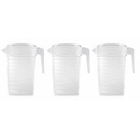 Plasticforte Waterkan met deksel - 3x stuks - 2 liter - transparant - kunststof - schenkkan