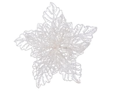 Poinsettia plastic d23h10cm wit - Everlands