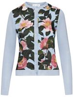 Oscar de la Renta cardigan Camellia à boutonnière - Bleu