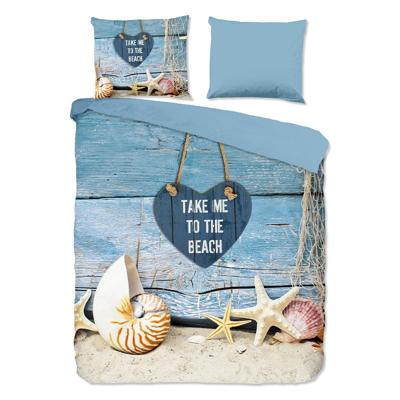 Dekbedovertrek Beach - Tweepersoons (200x200 cm) - Blauw Microvezel - Dessin: Natuur - Pure - Dekbed-Discounter.nl
