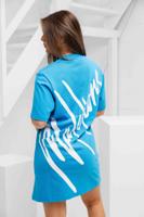 Malelions Firma T-Shirt Dress Dames Blauw - Maat S - Kleur: Blauw | Soccerfanshop