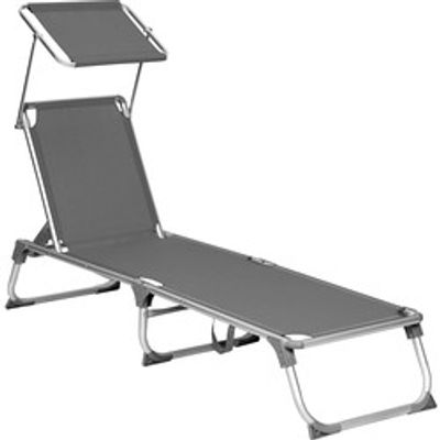 Nancy's Goulds Ligstoel - Zonnedak. - Strandbed - Rugleuning Verstelbaar - Antraciet - 55 x 193 x 31 cm