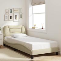 Bedframe zonder matras 90x190 cm stof crèmekleurig