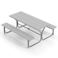 183 cm Picknicktafel en Bank Set Buiten Tafel en 2 Banken voor 8 Personen Weerbestendig Blad Gat voor Parasol voor Terras Tuin Grijs