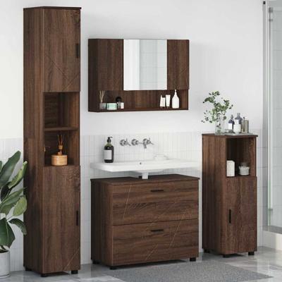 Badkamermeubelset 4 pcs bruin eikenkleur 30 x 35 x 192 cm