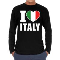 I love Italy supporter t-shirt - lange mouwen - voor heren - zwart - Italie landen shirt