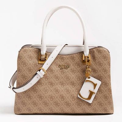 GUESS handtas Mika lichtbruin/wit GUESS handtas Mika lichtbruin/wit