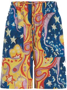 Marni short sarouel à imprimé graphique - Bleu